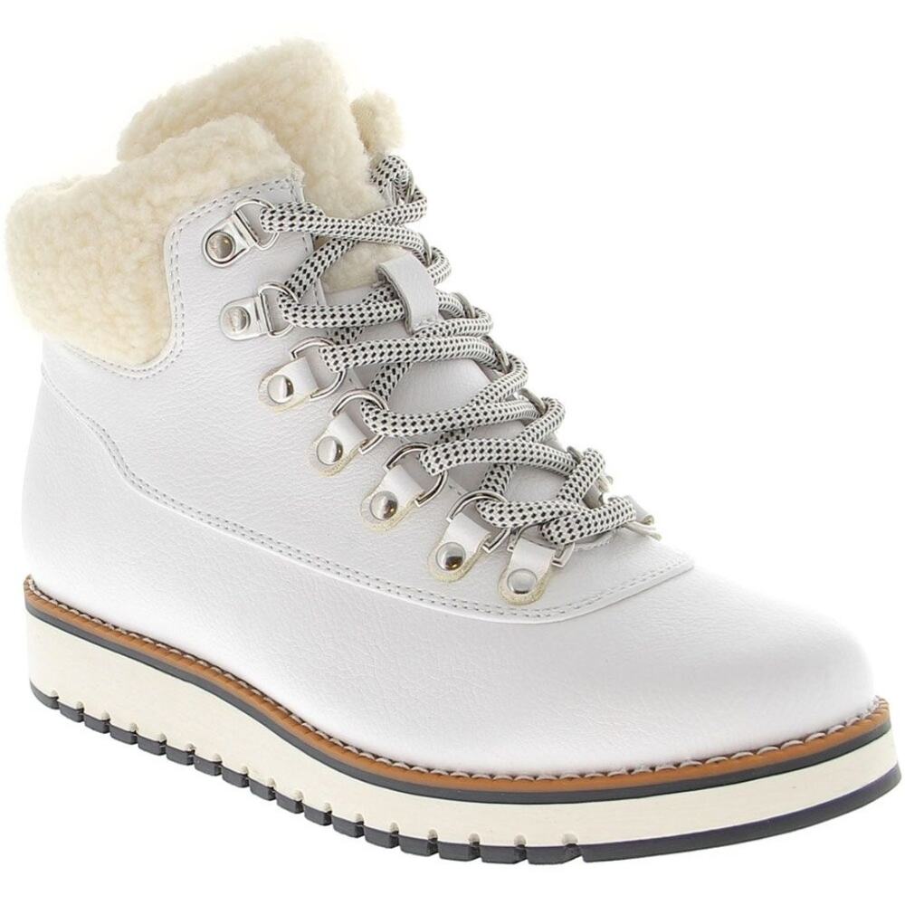 White Mountain Women's Cozy Lace-up Boots, White/Smooth, Size 9